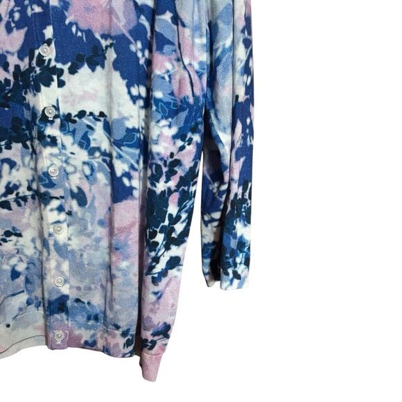 Talbots Cardigan Womens Large Multicolor Floral Abstract Button Stretch Sweater - Picture 5 of 9